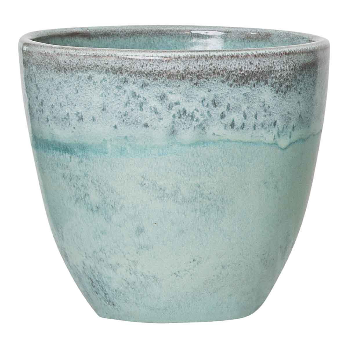PTMD Kacie Ronde Bloempot - H18 x Ø19 cm - Terracotta - Blauw