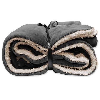Unique Living | Lars coral fleece|suede plaid 150x200cm dark grey Grijs
