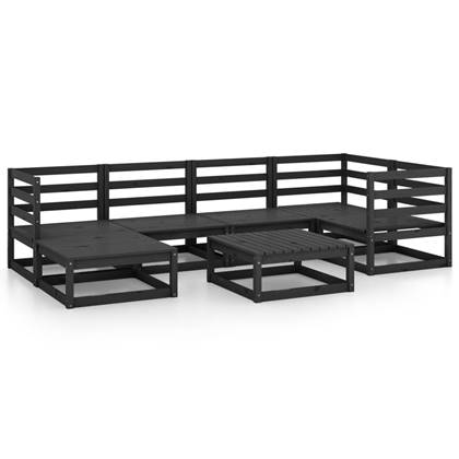 vidaXL-7-delige-Loungeset-massief-grenenhout-zwart