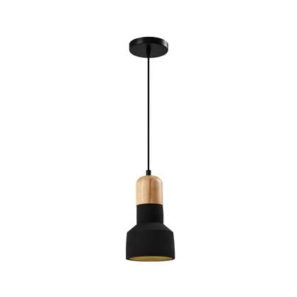 Quvio Hanglamp Langwerpig Beton Met Hout Zwart Quv5143l-black