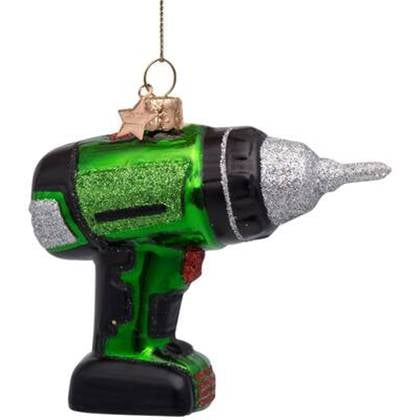 Ornament glass green drill machine H8.5cm