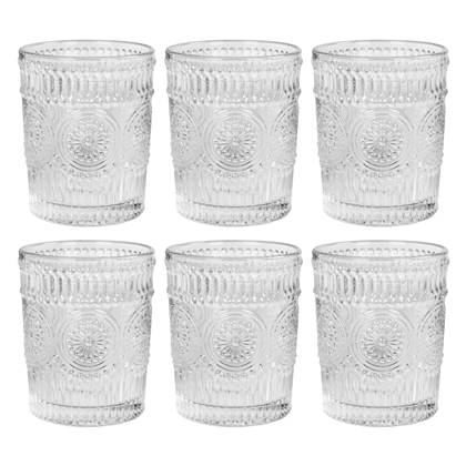 Krumble Waterglas vintage - 260 ml - Set van 6 Transparant