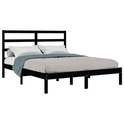 vidaXL Bedframe massief hout zwart 150x200 cm