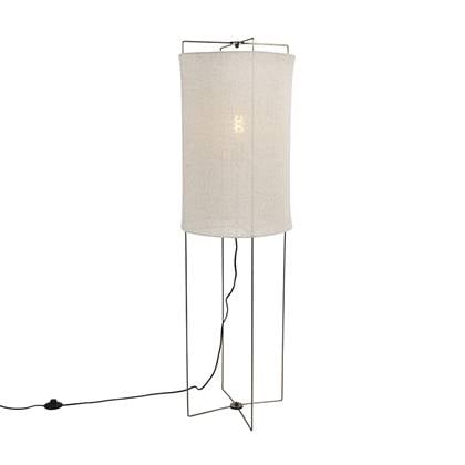 QAZQA Design vloerlamp linnen kap - Rich Beige