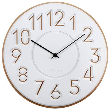 NeXtime   - Japanse Design Wandklok - Concrete|Hout - 30cm -
