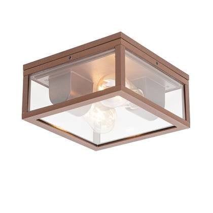 QAZQA Industriële plafondlamp roest IP44 2-lichts - Charlois Bruin
