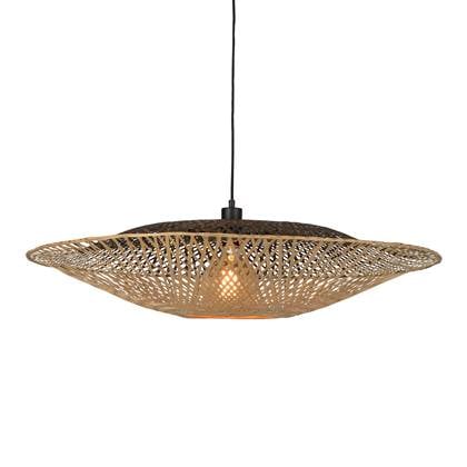 GOOD&MOJO Kalimantan Hanglamp Plat - Ø87cm - Naturel Bruin, Zwart