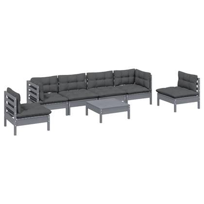 vidaXL 7-delige Loungeset met kussens massief grenenhout