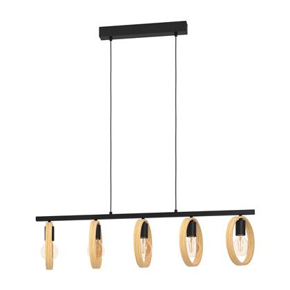 EGLO Ipsden Hanglamp - E27 - 100,5 cm - Zwart|Bruin