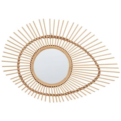 Beliani - BARIO - Wandspiegel - Natuurlijk - Bamboehout Beige