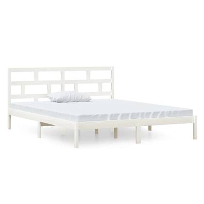 vidaXL Bedframe massief hout wit 120x190 cm