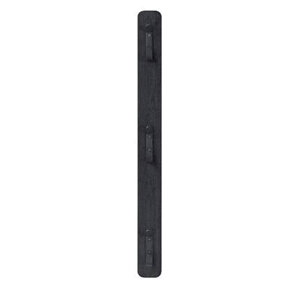 Verticale wandkapstok - met 3 haken - 6x67 cm - Zwart
