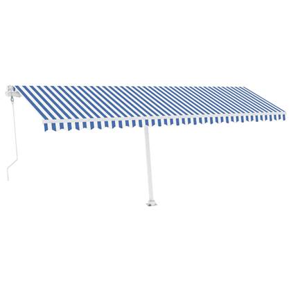 vidaXL Luifel vrijstaand automatisch 600x350 cm blauw en wit