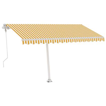 vidaXL Luifel automatisch met LED en windsensor 400x300 cm geel en wit