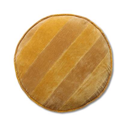 HKliving Striped Velvet Sierkussen Ø 60 cm - Okergeel