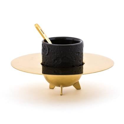 Seletti Cosmic Diner Lunar koffie kop en schotel Messing