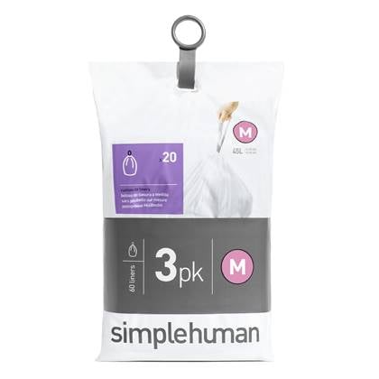 Simplehuman Code M Pocket Liners Afvalzakken 45 Liter - 60 zakken Wit