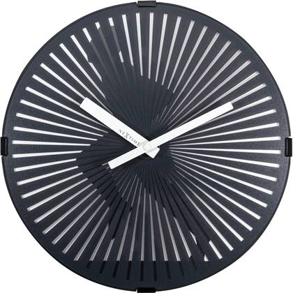 NeXtime   - Wandklok - 30 cm - Plastic- Bewegend- Zwart -