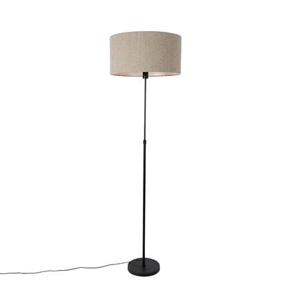 QAZQA Vloerlamp zwart verstelbaar met boucle kap taupe 50 cm - Parte