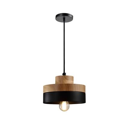 QUVIO Hanglamp rond bruin met - QUV5052L-BLACK Zwart