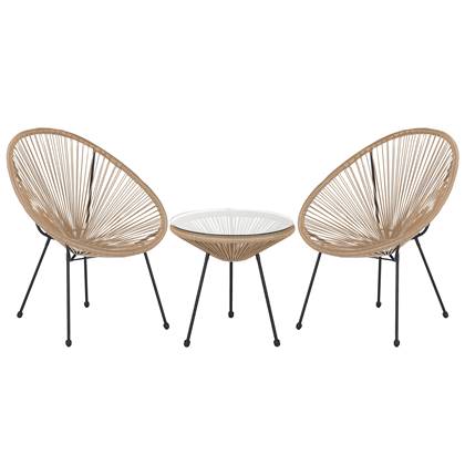 Beliani - ACAPULCO - Bistroset voor 2 - Natuurlijk - PE rotan Beige