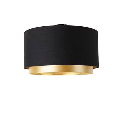 QAZQA Moderne plafondlamp zwart met goud 47 cm duo kap - Combi