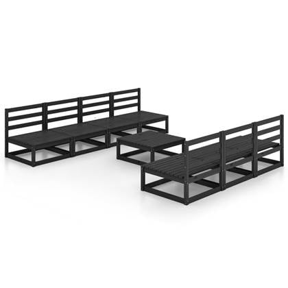 vidaXL-8-delige-Loungeset-massief-grenenhout-zwart