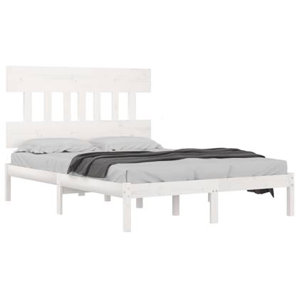 vidaXL Bedframe massief hout wit 120x190 cm 4FT Small Double