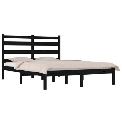 vidaXL Bedframe massief grenenhout zwart 150x200 cm