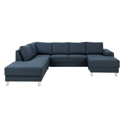 Hioshop Calverton hoekbank chaise longue rechts gericht donkerblauw.