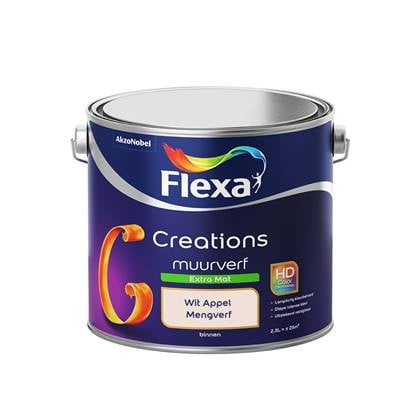 Flexa Creations Muurverf Extra Mat Wit Appel 2,5 liter