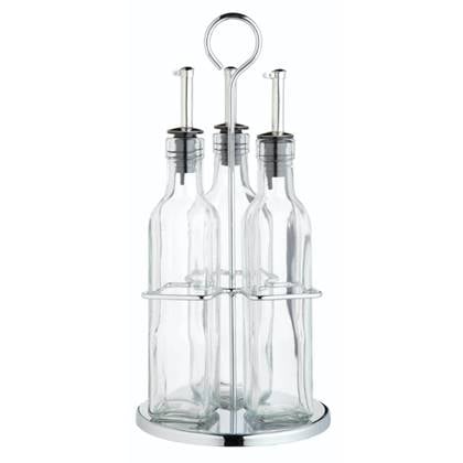 KitchenCraft - Olie -en Azijn Set, 3 Stuks, 0.27 L, Glas - KitchenCraf Zilver