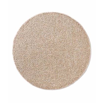Tapeso Rond vloerkleed hoogpolig effen Classic - - 150 cm rond Beige