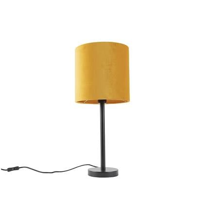 QAZQA Art Deco tafellamp zwart met gele kap 25 cm - Simplo Geel