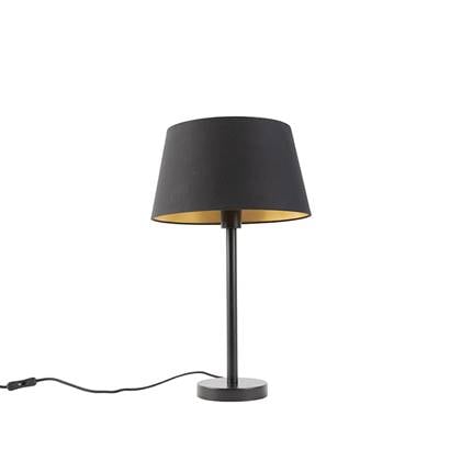 QAZQA Klassieke tafellamp met e kap 32 cm - Simplo Zwart