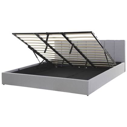Beliani-DREUX -Bed met opbergruimte-Licht-180 x 200 cm-Polyester Grijs