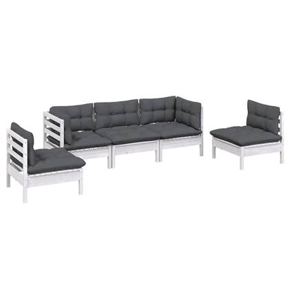 vidaXL 5-delige Loungeset met kussens massief grenenhout