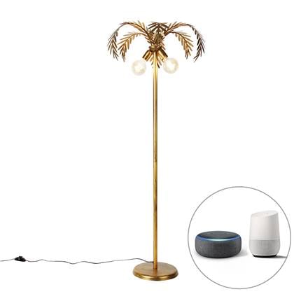 QAZQA Smart vloerlamp goud 156cm incl. 2 Wifi G95 - Botanica