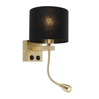 QAZQA LED Wandlamp brecia Zwart Art Deco H 420mm