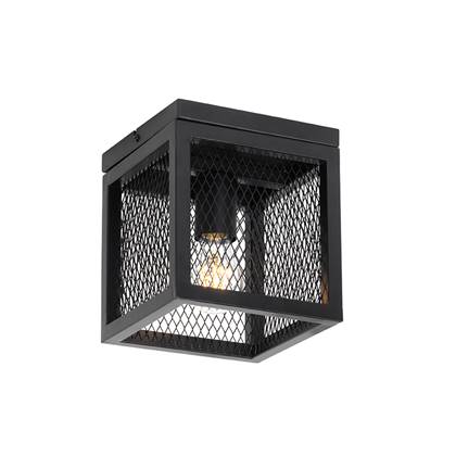 QAZQA Wandlamp cage_wire Zwart Modern L 18cm
