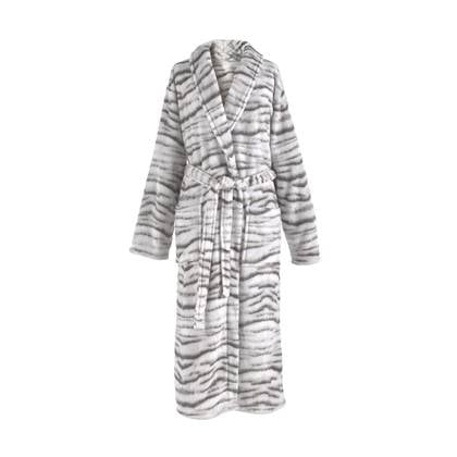 Zo Home Flanel Fleece Badjas Siberian White Tiger - grey - L