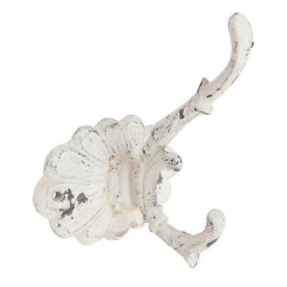 Clayre & Eef Wandhaak 10x10x13 cm Wit IJzer