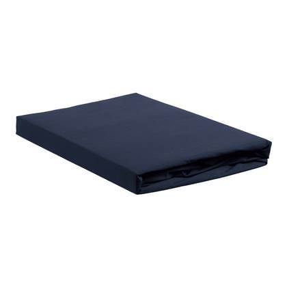 Ambiante Cotton Uni Hoeslaken 140 x 200 cm - Donker Blauw