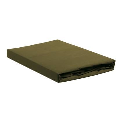 Ambiante Cotton Uni Hoeslaken 180 x 210/220 cm - Olijf Groen