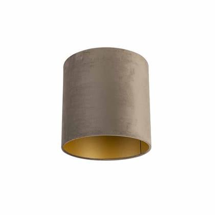 QAZQA Velours lampenkap taupe 25|25|25 met gouden binnenkant Bruin