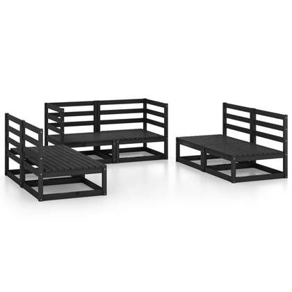 vidaXL-6-delige-Loungeset-massief-grenenhout-zwart