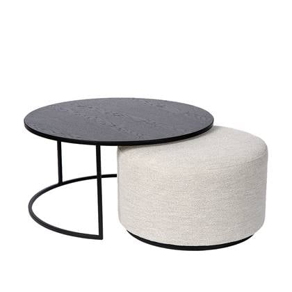 Atmooz Salontafel Rond Emir (incl Poef) Ø 80cm Zwart