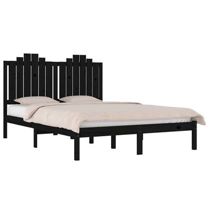 vidaXL Bedframe massief grenenhout zwart 150x200 cm