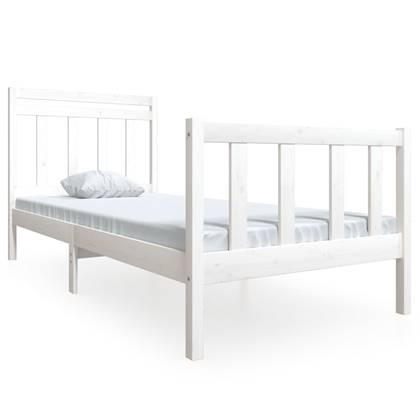 vidaXL Bedframe massief hout wit 100x200 cm