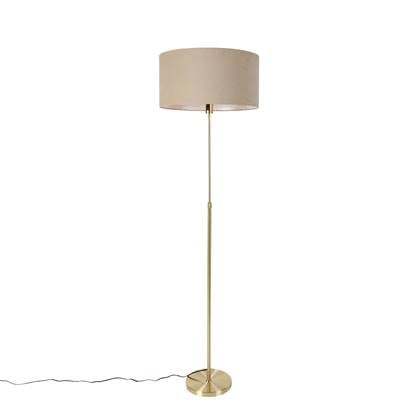 QAZQA Vloerlamp verstelbaar goud met kap lichtbruin 50 cm - Parte